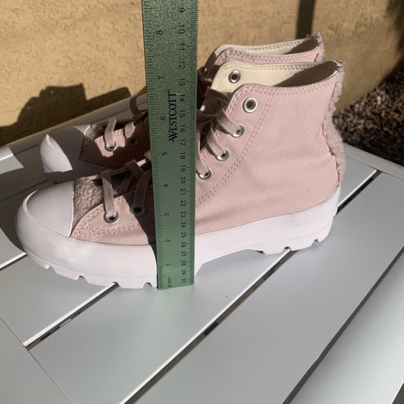 Converse blush pink platform canvas and faux shearling size 10 - Picture 5 of 14